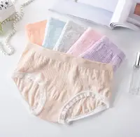 

Japanese seamless color cotton underwear twist striped lace high elastic belly pants female briefs