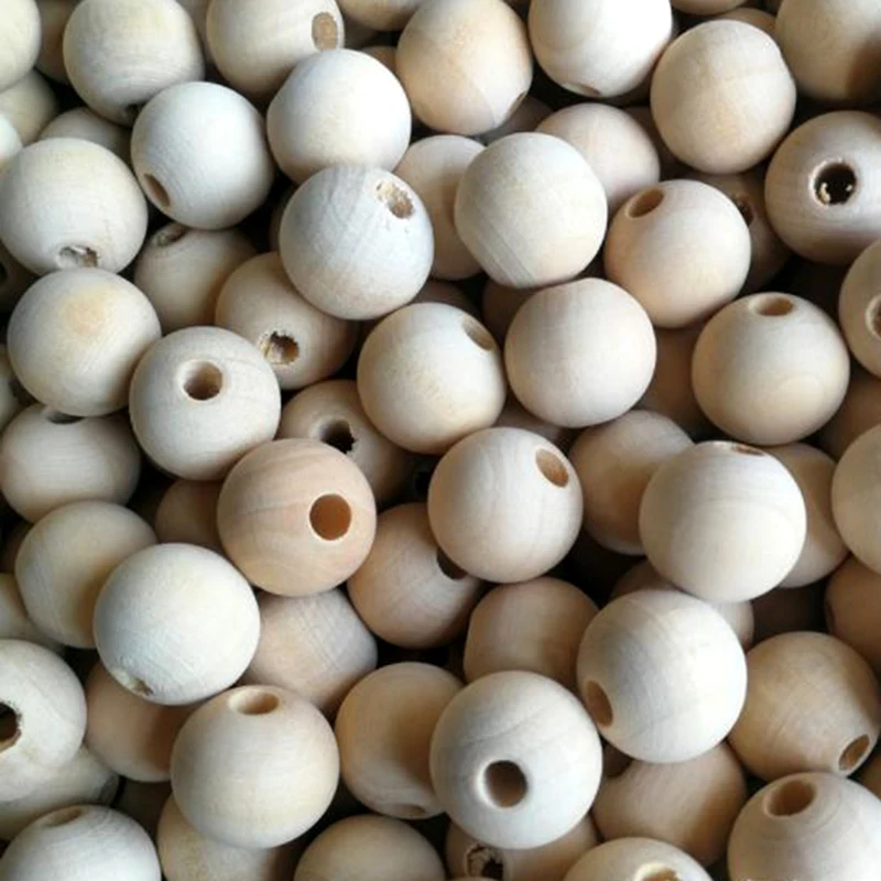 

XuQian Wholesale Natural Round Wooden Beads For Jewelry Making, Natural color