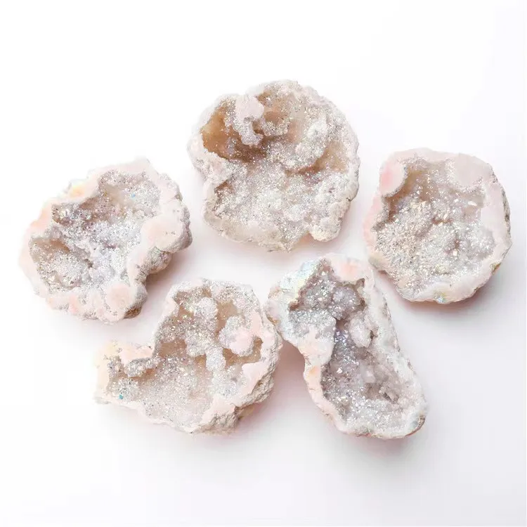 

Natural carved rough rocks aura druzy agate geode crystals raw stones for home decorations