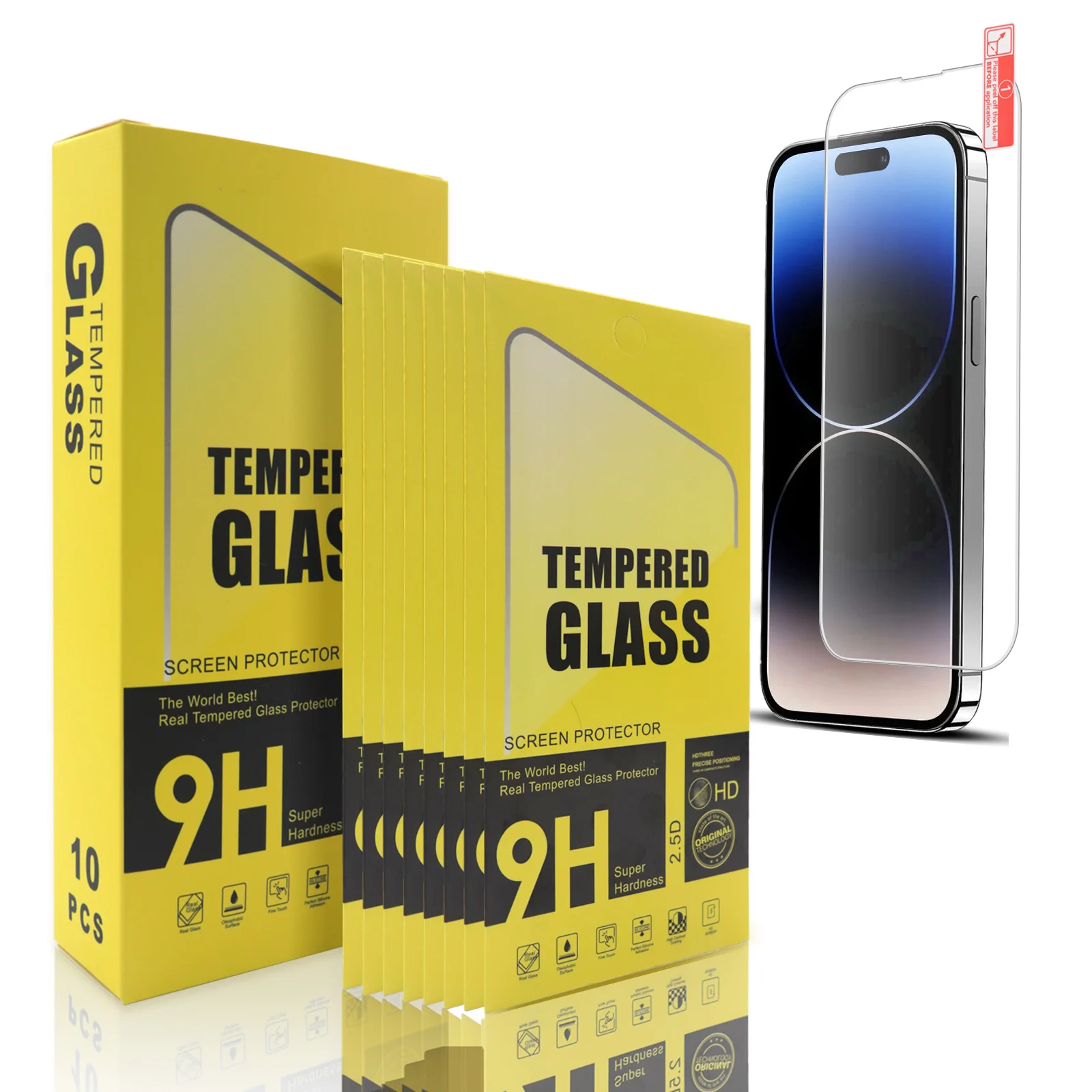 

Tempered Glass Screen Protector 0.3Mm Phone Glass Screen Protector 10 In 1 Box For Iphone 12 13 14 15 Pro Max