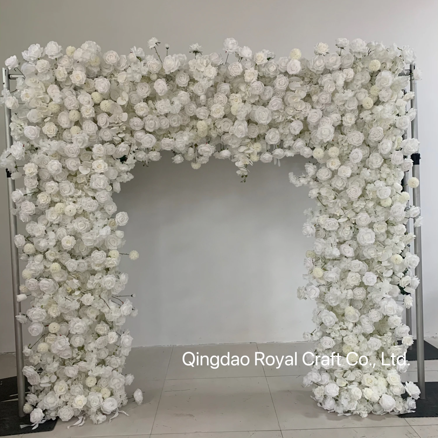 Factory Artificial Flower Beautiful White Flower Arch Roll up Flower Backdrop for Wedding Decor