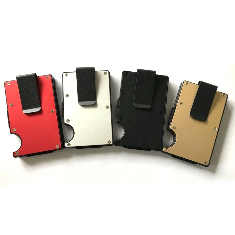 

MRF-06 High capacity Custom RFID blocking ABS aluminum material credit card holder slim wallet money clip, Black, gold, red, white