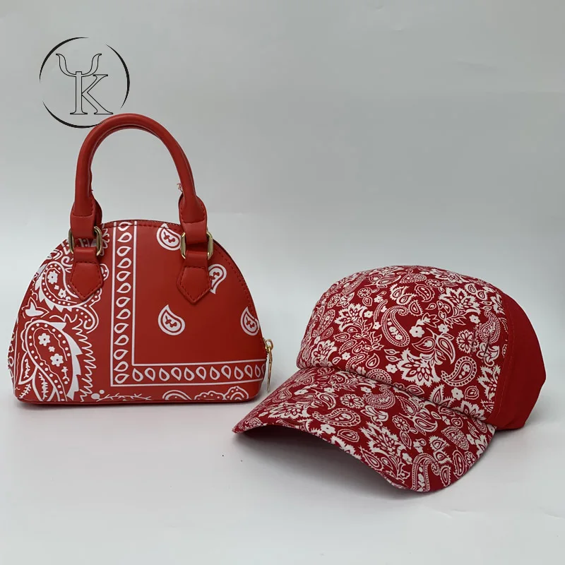 

2021 Newest Cashew Flower Bucket Purse and Hats 2 Piece Set Women Hand Bags Ladies Purses and Handbags, 6 color