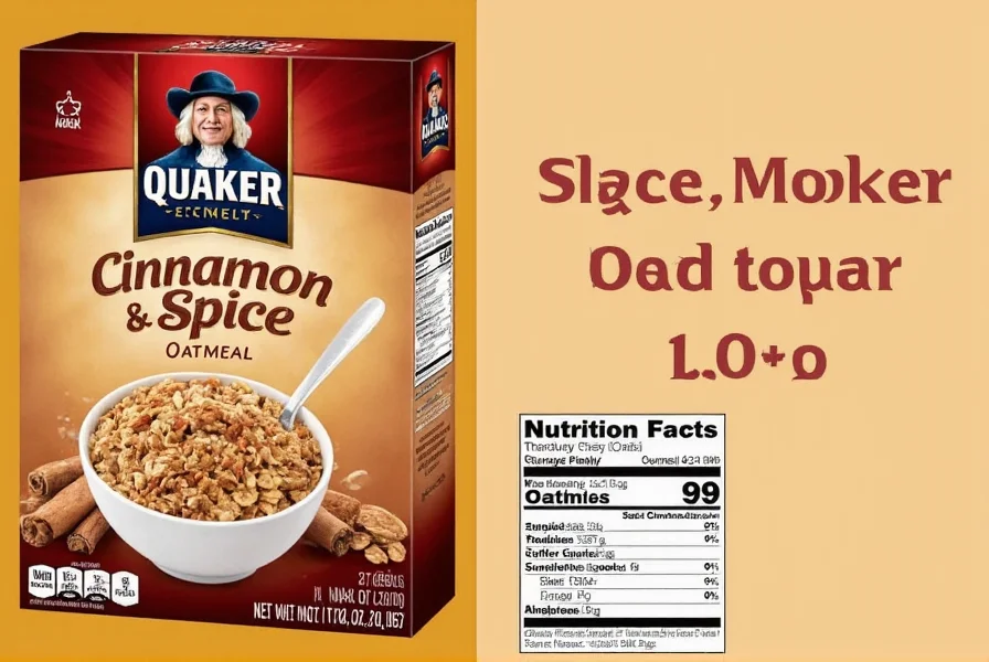 Quaker Cinnamon and Spice Oatmeal prepared in a white bowl with cinnamon sprinkled on top and a spoon beside it