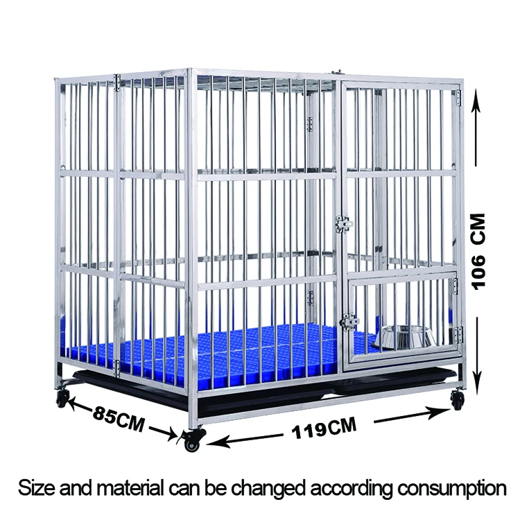 2019 Cheap Sale New Coming Large Stainless Steel Dog Cage with 4 universal wheels