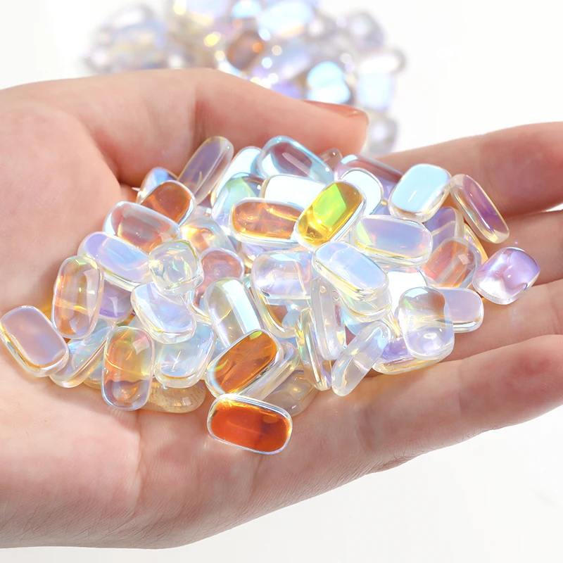 

Xichuan Wholesale Pillow-like Shape Flat Back Aurora Glass Nail Art Rhinestones