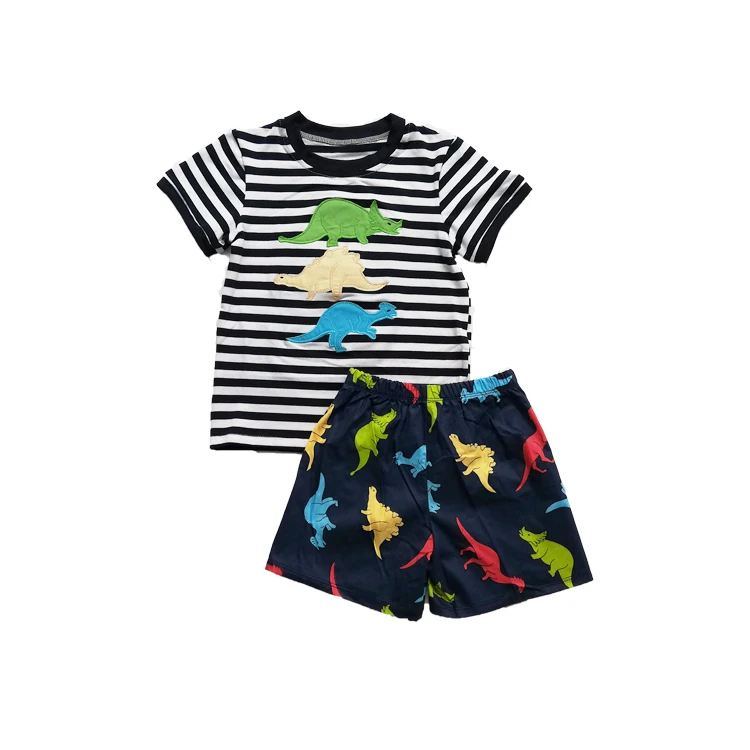 

2021 Factory Stocked Custom Embroidery Kids Clothing Sets Toddler Baby Boy Summer Outfits Shorts Set, As picture