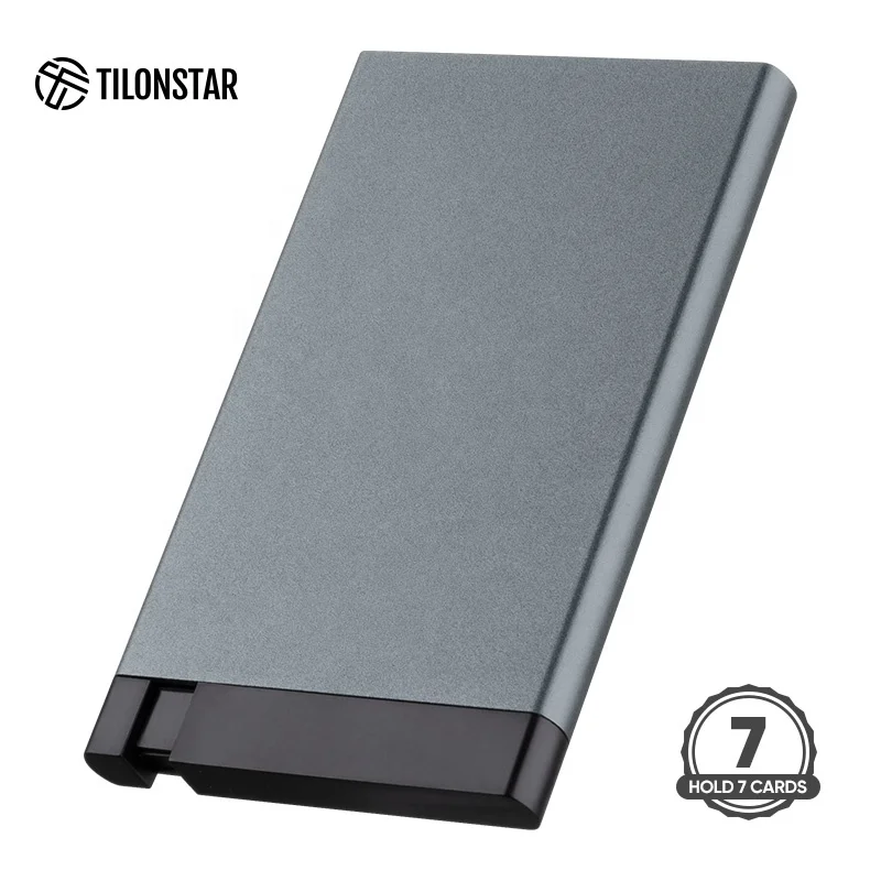 

TILONSTAR Quality Business Card Case Slim Aluminum Wallets Card Holder 2022 Porte Cartes Automatique Rfip