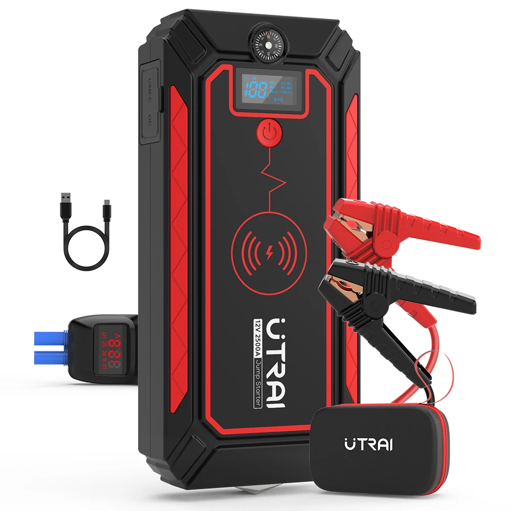 

Car Jump Starter with Wireless Charge 24000mAh Power Bank Emeygency Vehicle Tools 12V Battery Booster Starting Device