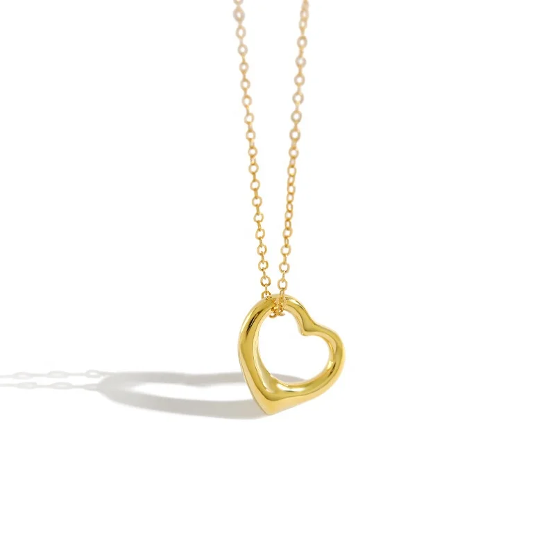 

NewSN58 hollow crooked heart pendant sterling silver 925 necklace