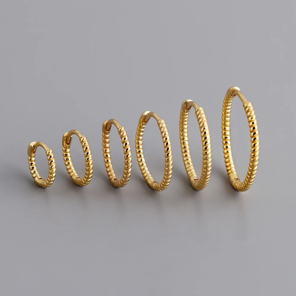 2024 NEW Fashion 925 Jewelry Sterling Silver Simple Round Different Size Geometry Twist Gold Plated Hoop Earring for Women