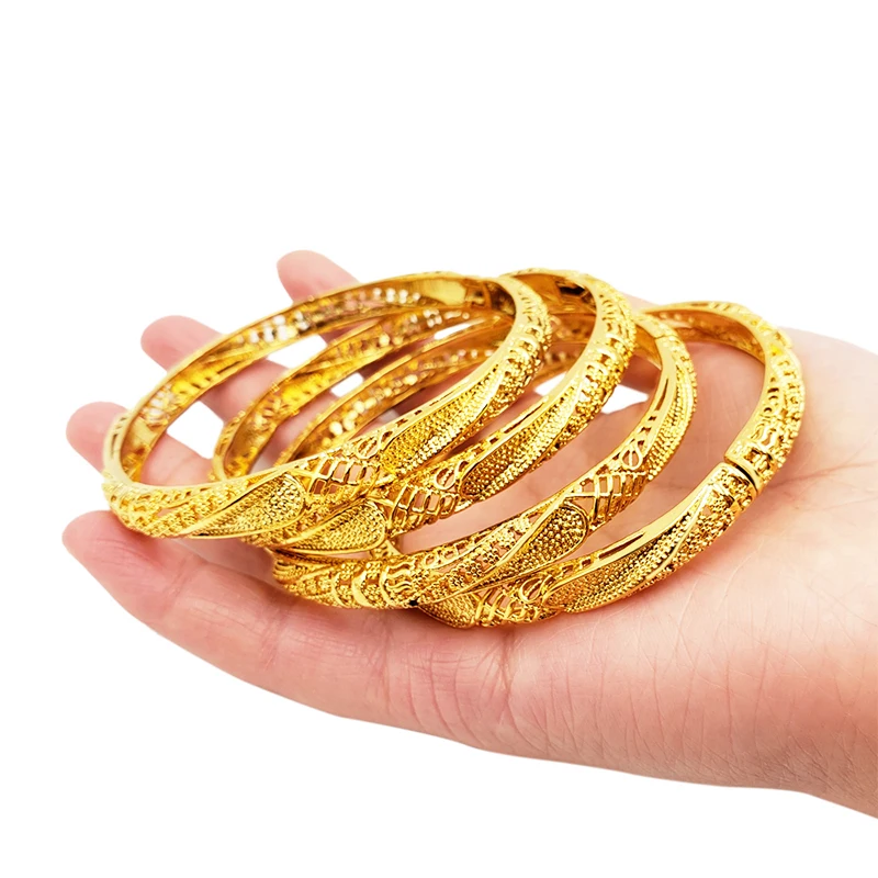

African luxury 18K gold plated couple bracelet Bangles for Women wife bracelets wedding gifts Dubai bangle Jewelry Wholesale