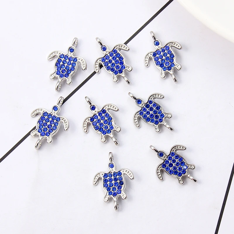 

Blue Pink Purple Zinc Alloy Turtle Tortoise Charm Connector For DIY Jewelry Making Beach Bracelet Accessories Handmade, Picture