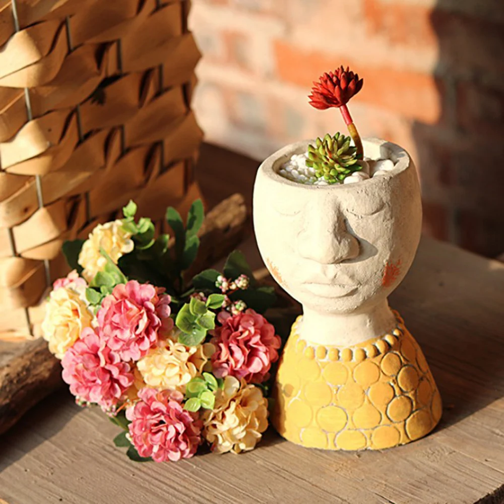 

Vintage Art Portrait Sculpture Resin Artistic Plant Pot Flower Vase Garden Decoration Supplies