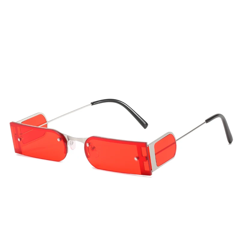 

Fashion Hot Selling Small Square Metal Half Frame One Piece Sunglasses 2021