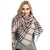 2019 winter shawls check pattern triangular scarf for women tartan pashmina