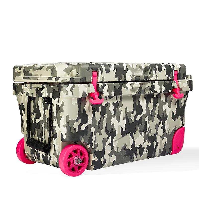 

Wholesale in stock high quality 20qt 50qt plastic insulated hard cooler hiking fishing camping promotion ice cooler box, Pink color, camouflage color