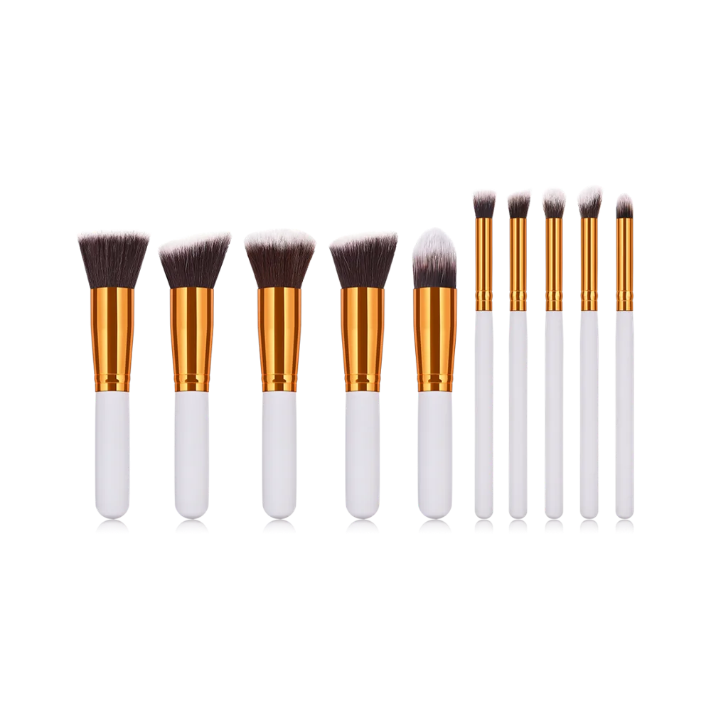 
Professional 10 White Gold Makeup Brush Set Manufacturer China 