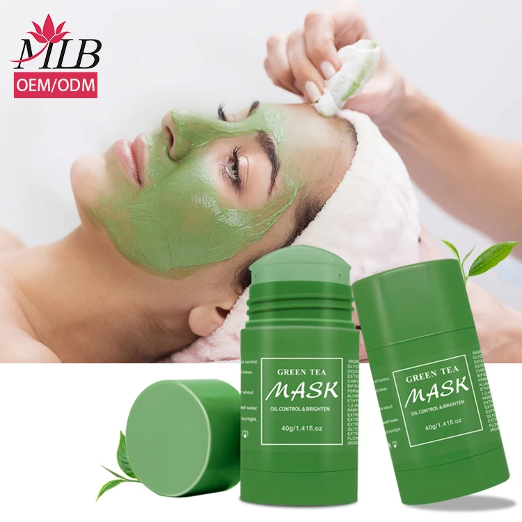 

Green tea skin green solid oil control cleansing moisturizing mask cleaning musk mask stick oily skin deep cleansing green mask