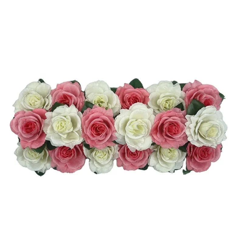 

XP0004-1 High Quality Pink And White Rose Stitching Combination Roll Backdrop Artificial Silk Flower Wall For Arch, Picture shows