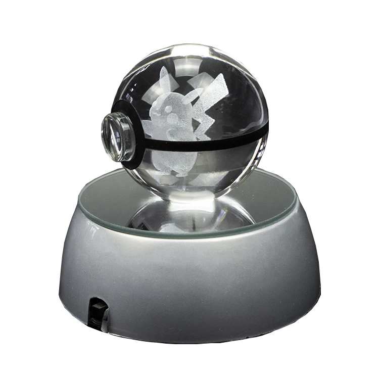 

wholesale Crystal K9 Glass Ball custom 3D colorful Lighting Up crystal poke Ball with LED Base for Holiday Decoration Gift