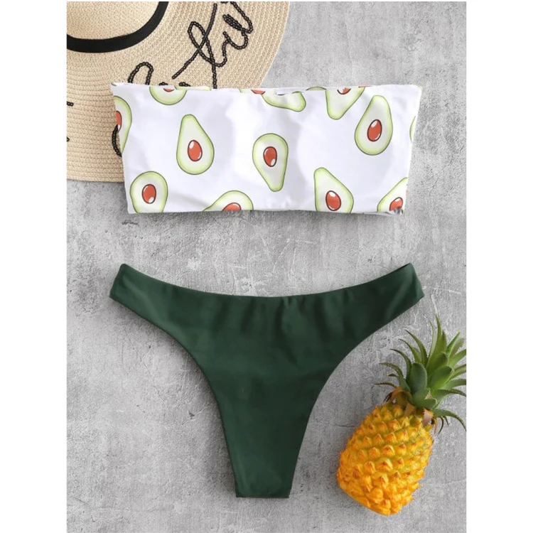 

AliExpress Amazon explosion models wholesale hot sale sexy tube top avocado fruit split swimsuit bikini
