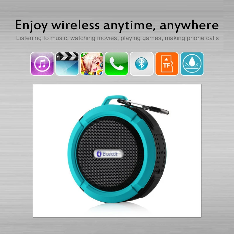 C6 Portable Wireless Bluetooth Speaker With Calls Handsfree and Suction Cup Waterproof Shower Mini outdoor Plastic Speaker - ANKUX.COM