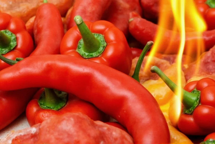 Buying guide infographic showing chili types and their heat levels