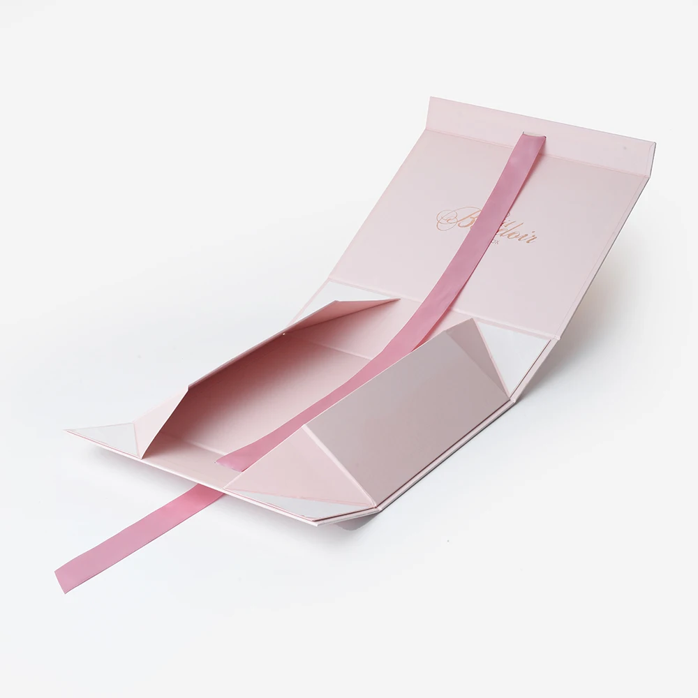 
Custom Cardboard Folding Gift Box With Ribbon Closure 