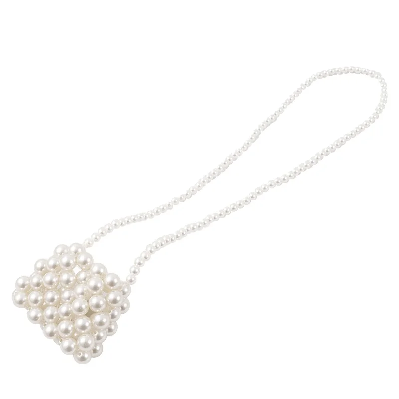 

2021 summer pearl Mini messenger bag portable bead bag elegant style retro handmade bead bag girl