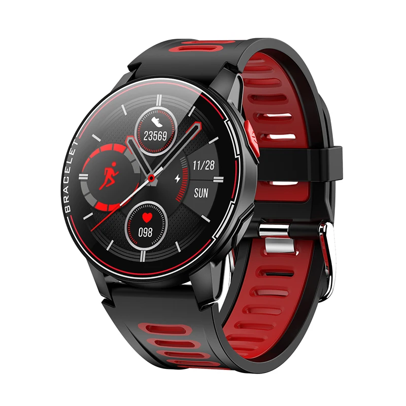 

2020 sport full screen touch smartwatch L6 waterproof cheap smart watch with heart rate blood pressure watch, Red, grey