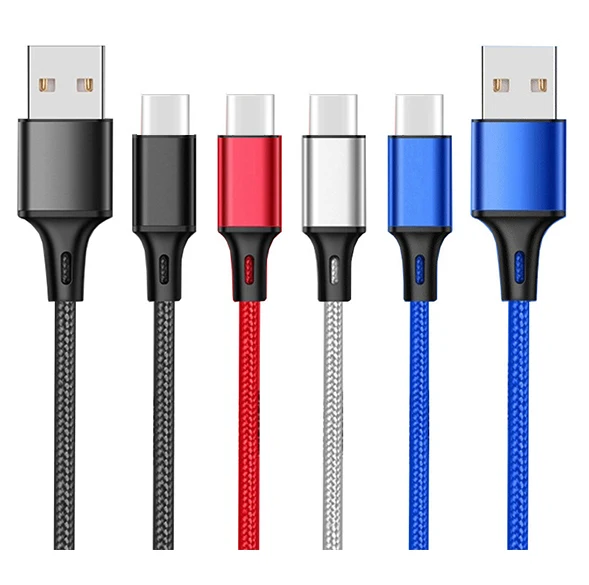 

28AWG 1M 2M 3M 2.4A Fast Charging Braided Micro USB Cable Sync Data Cable For Mobile Phone USB Charging Cable for iPhone