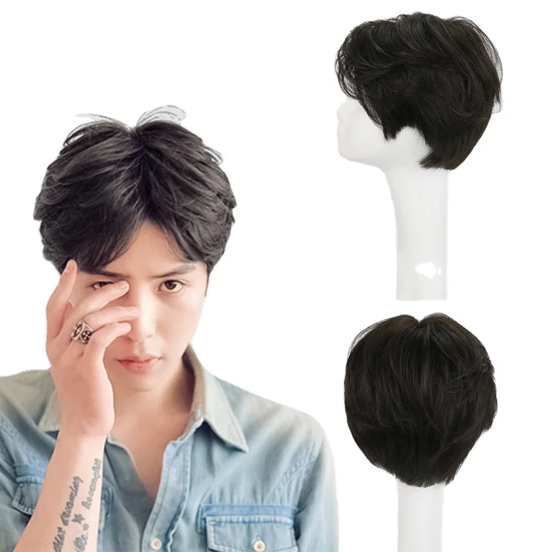 

Youth short curly Remy hair Male Natural Hair Wig 100% human hair toupee for men, Any colors