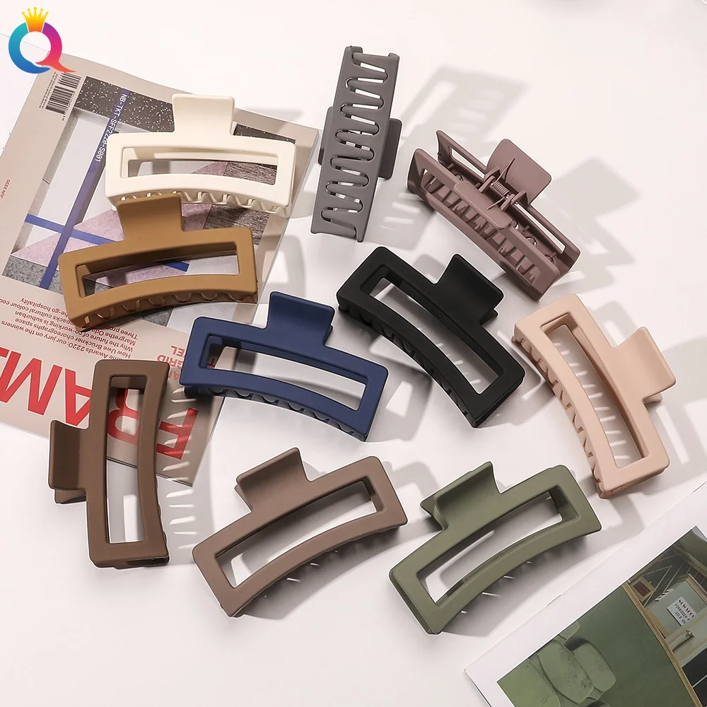 

Solid Color Big Size Rectangle Hair Claw Clip Matte Women Hair Accessories