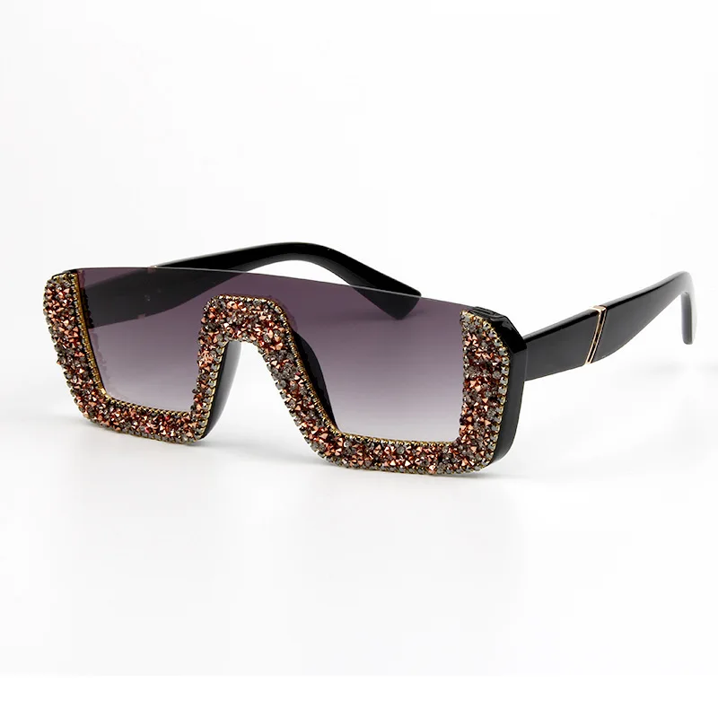 

2021 Fashion Rhinestone Bling Studded Half Frame Glitter Luxury Designer Branded Diamond Eyeglasses Womens Sunglasses Shades