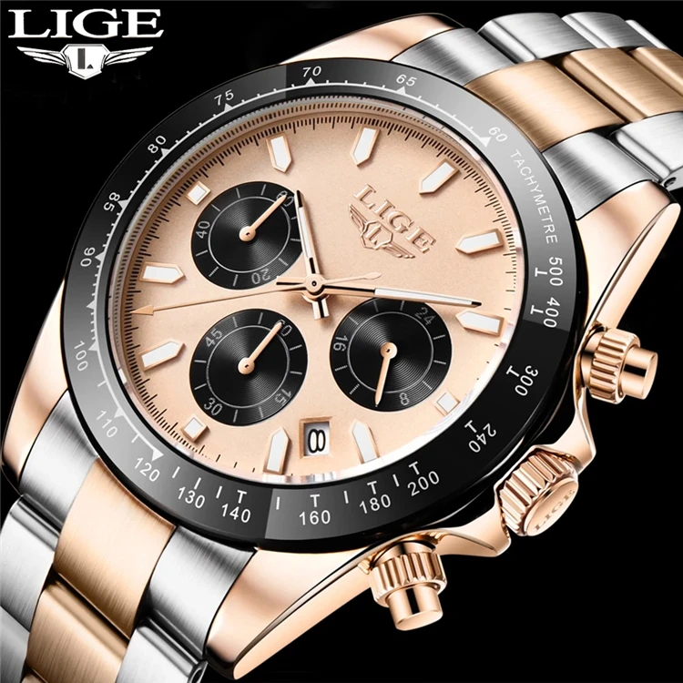 

LIGE 2021 New Mens Watches Quartz Business Waterproof Watch Man Watches Top Brand Luxury WristWatch Men Chronograph Reloj Hombre