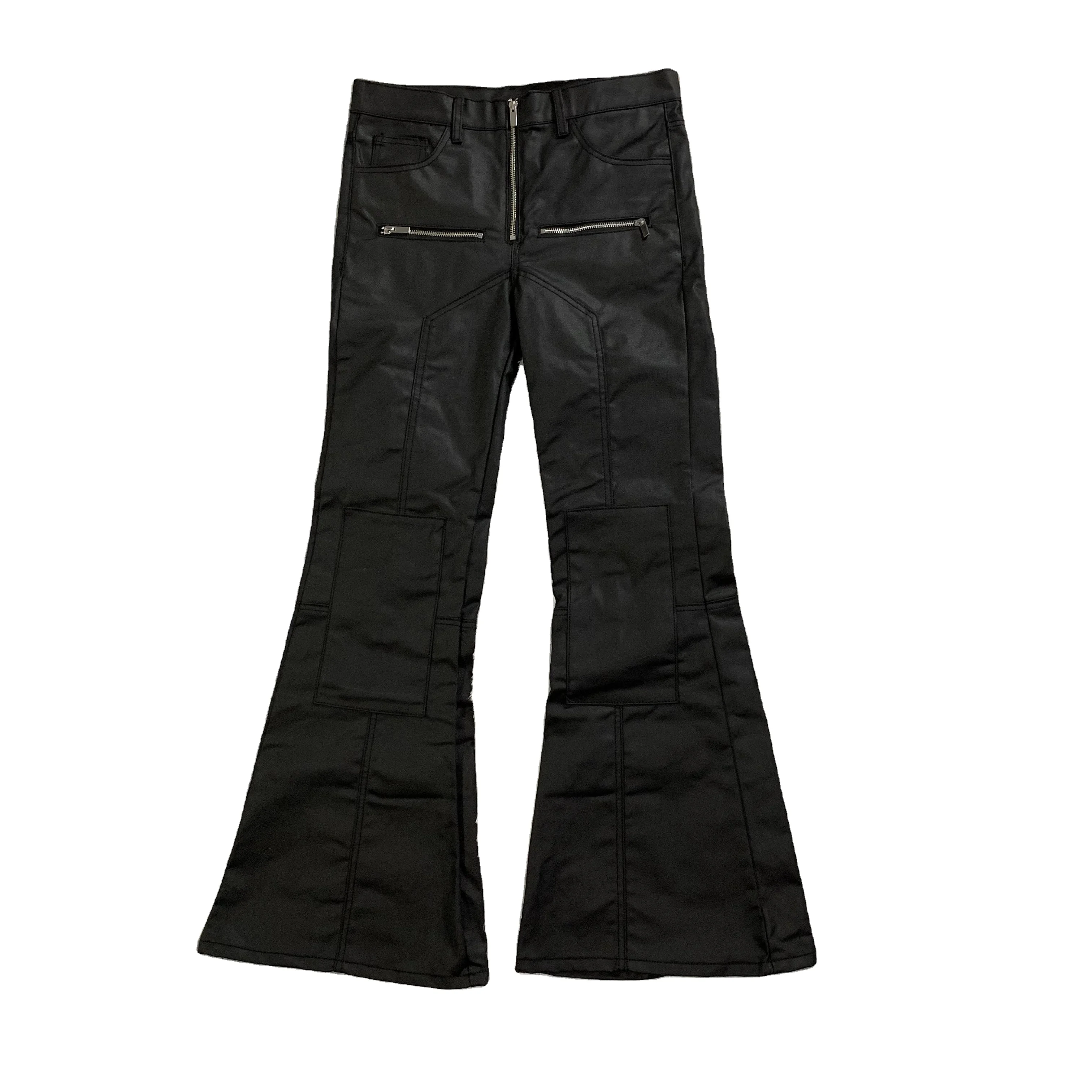 DENIMGUYS Fashion Streetwear Waxing Baggy Denim Bootcut Pants Men Coated Waxed Flare Jeans