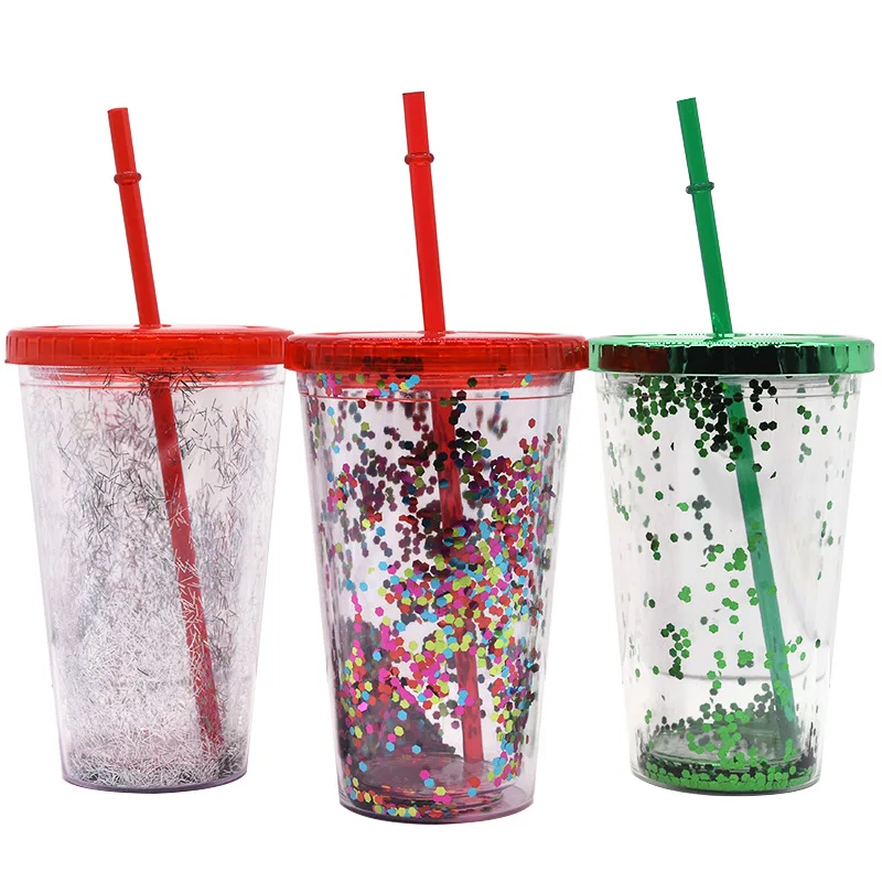 

JTX043 500ml Flash Powder Tumbler With Lid Personalized Glitter Cup With Straw Reusable Drinkware Custom Logo Straw Coffee Cup, 7 colors