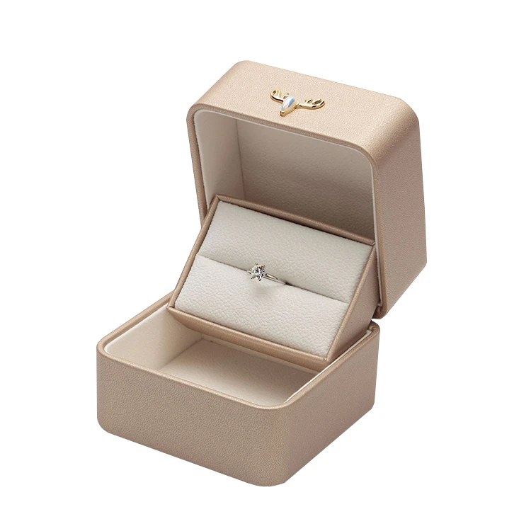 

No MOQ cheap custom LOGO luxury flip ring box jewelry gift box