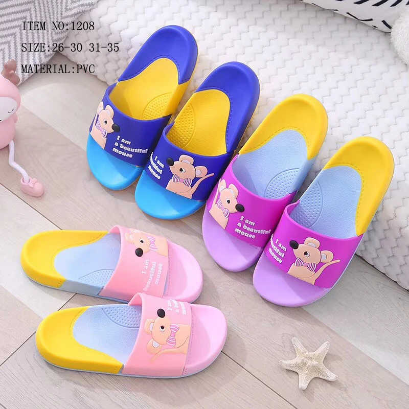 

Candy Color Soft PVC Plastic Printed Logo House Kids Slippers Shoes Indoor Anti-slip Children Baby Girls Boys slippers