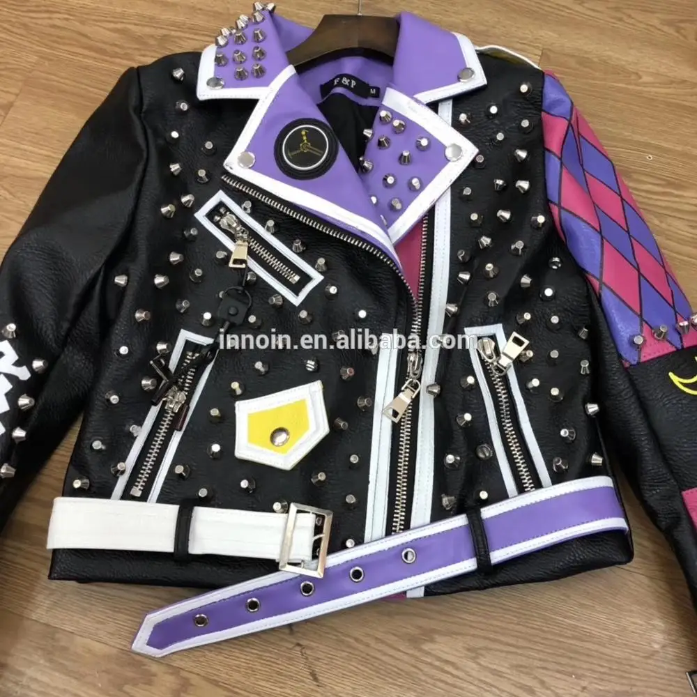 

Custom Ladies Stylish Zipper Sleeve Leather Jacket Hip Hop Bike Jacket For Women