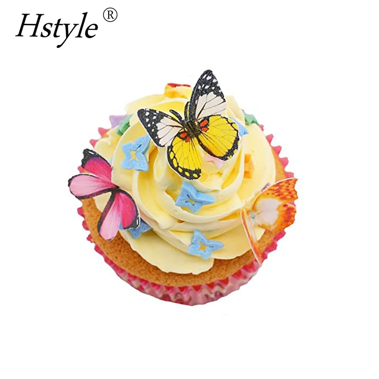 

Set of 50 Piece Edible Butterflies Cake & Cupcake Toppers Mixed Colour PQ447, Blue, yellow, rose, purple