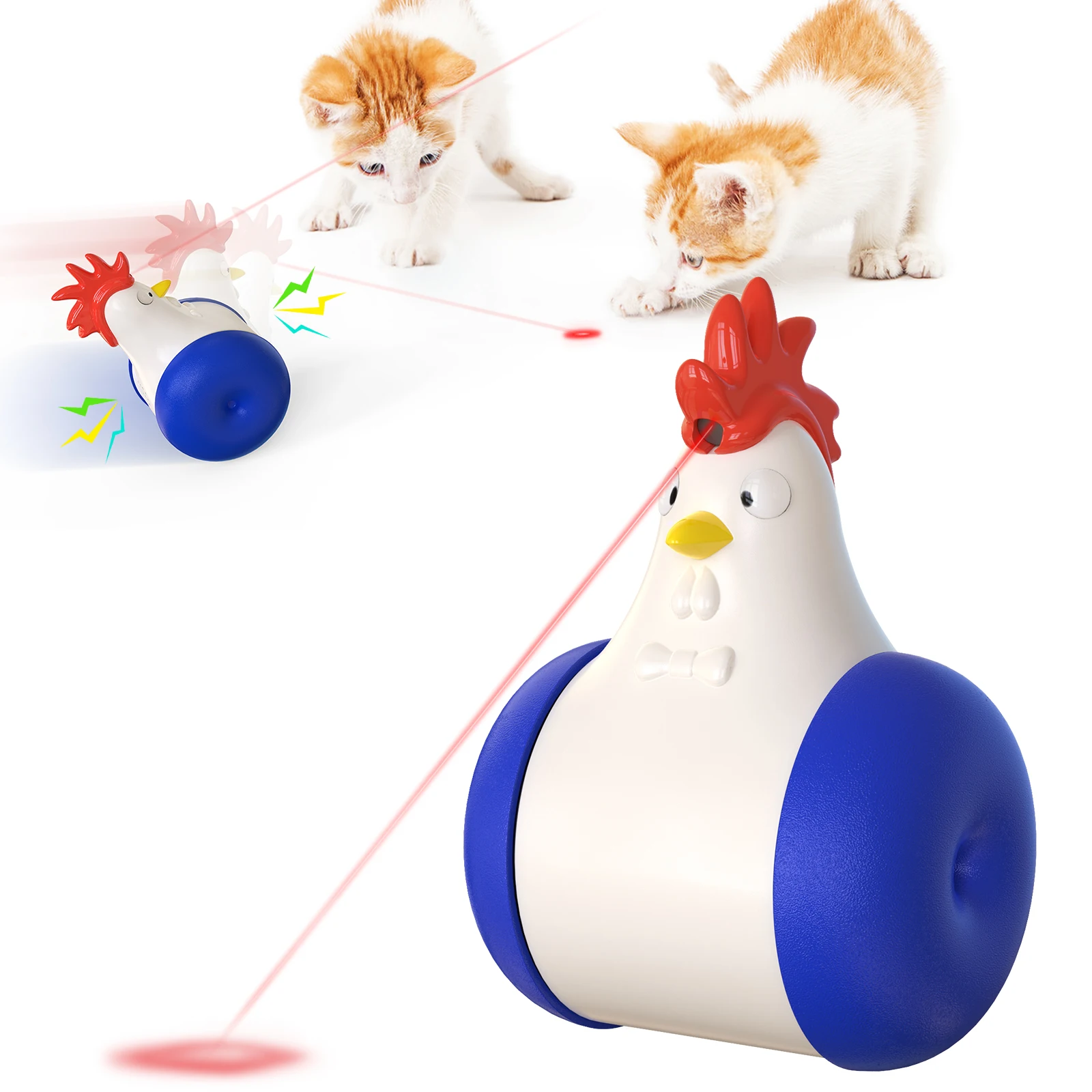 

Amazon hot sale Rooster shaped cat tumbler infrared electric squeak cat interactive toys