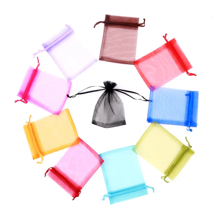 

Gauze mesh drawstring gift bag jewelry box Cosmetics OEM, Purple, gray, blue, black, red, beige, pink, pink gray, brown, blue