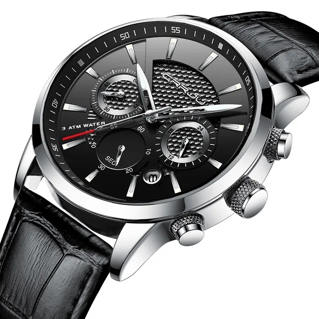 

CRRJU 2212 Casual charm quartz day showed fashionable luxury watch with leather band man watch hot sell