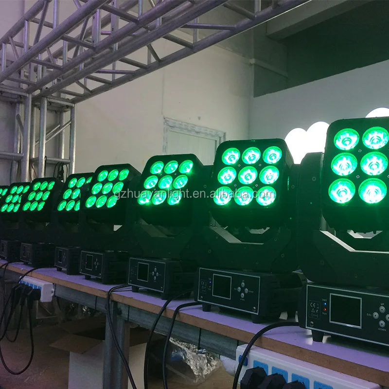 Led Stage Lights 3x3 Led Matrix 9x15 4in1 Rgbw Led Zoom Wash Mover