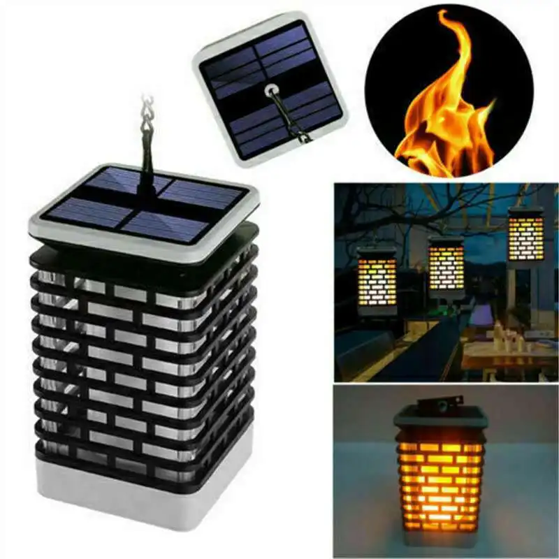 Outdoor Waterproof Garden Courtyard Solar Hanging Flame Lantern Lamp Landscape Lights LED