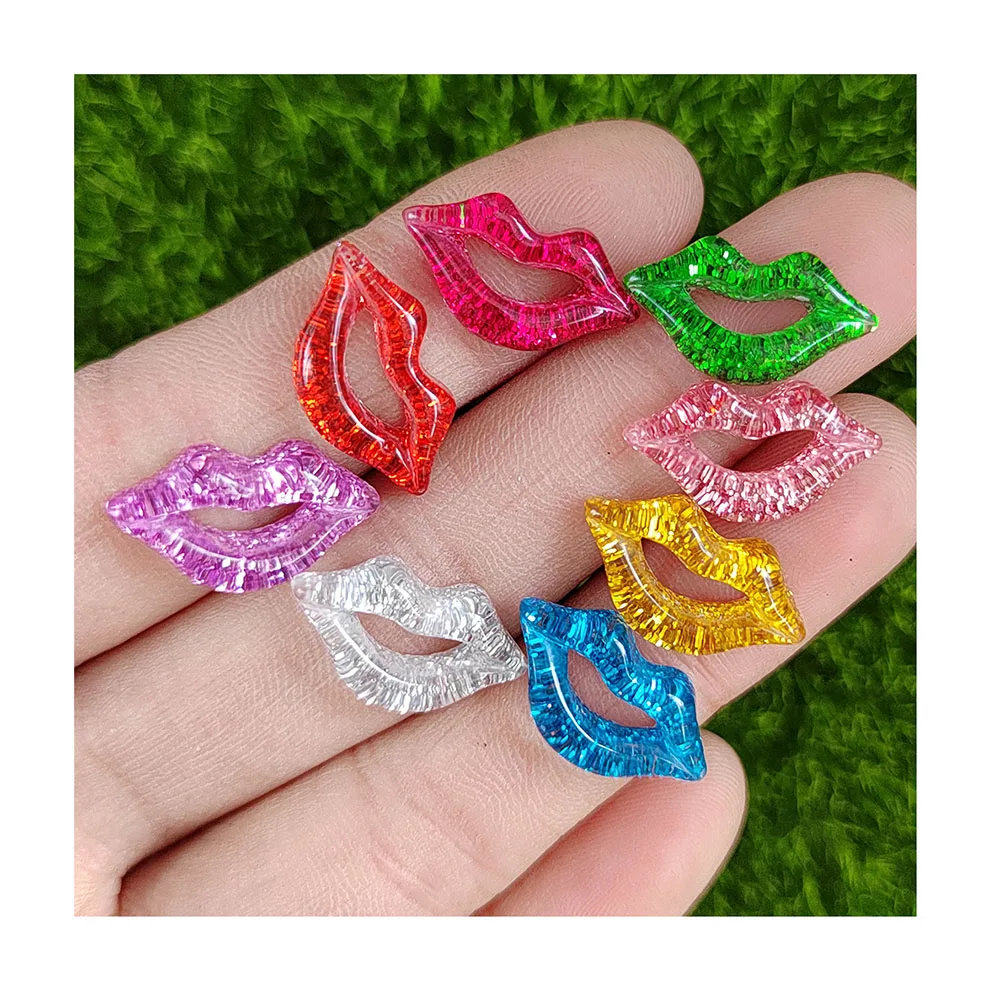 

Resin Bling Lips Colorful Decoration Crafts Kawaii Beads Flatback Cabochon Embellishments For Scrapbooking DIY Accessories