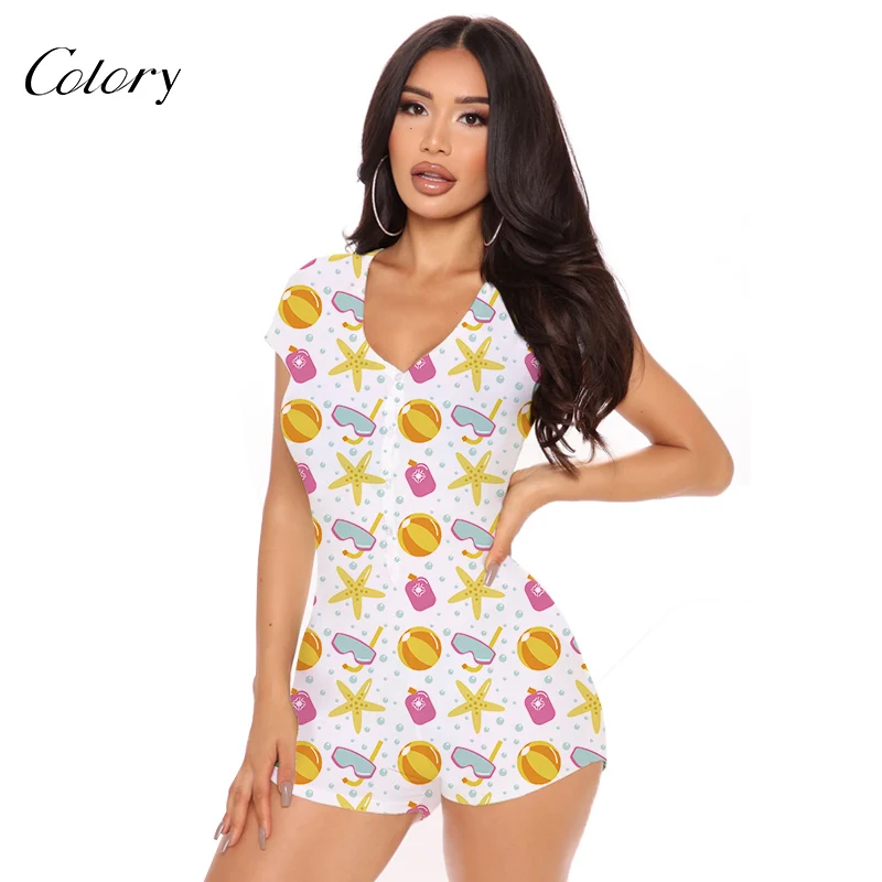 

Colory Women Summer Clothing Solid Color Designer Onesie, Picture shows
