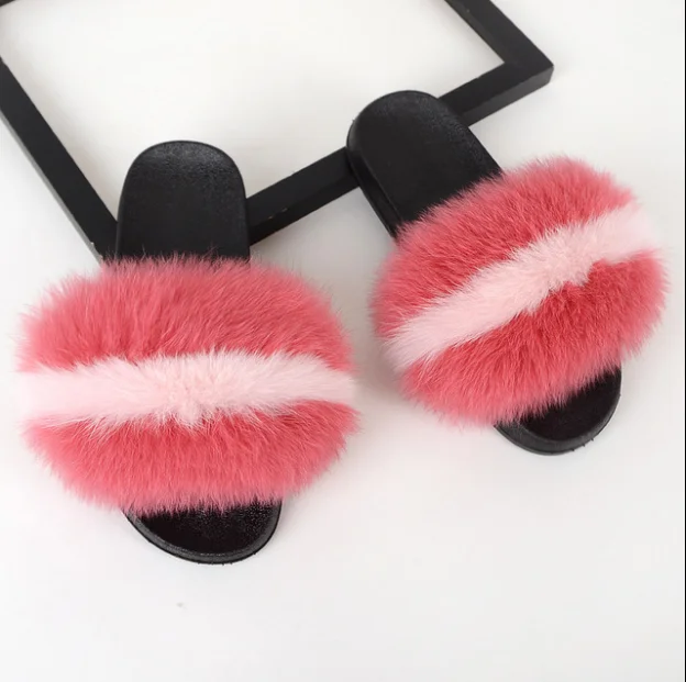 

2019 Ladies Slippers Multicolor Fur Slippers New Release Sandals For Women And Ladies